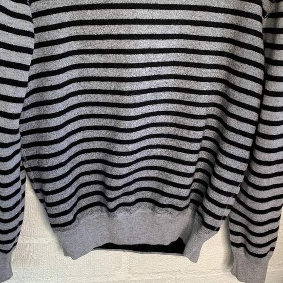 Magaschoni Gray Striped Crew Neck Long Sleeve Cotton Sweater sz S - Picture 4 of 6